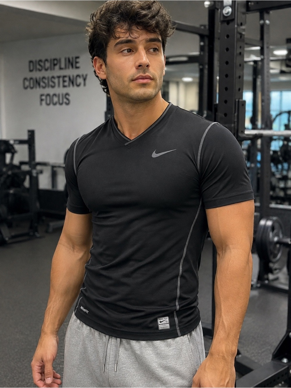 Nike Pro Men’s Small Black Compression Shirt NikeFIT Y2K Athletic Training Top